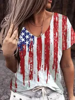 Kaus kustom bendera Amerika Serikat kaus wanita dicetak kualitas tinggi kemeja lengan pendek wanita terlaris
