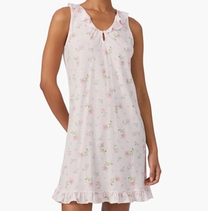 Abito Midi Floreale <span class=keywords><strong>da</strong></span> <span class=keywords><strong>Donna</strong></span> con Volant, Elegante e Dolce, Formale e Casual, Vestito <span class=keywords><strong>da</strong></span> Spiaggia in Misto Cotone con Ruches, Camicia <span class=keywords><strong>da</strong></span> Notte - Product Image 1
