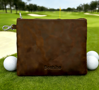 Sac à balles de golf en cuir véritable Boshiho, pochette pour objets de valeur, imperméable, écologique, portable, pour accessoires de golf