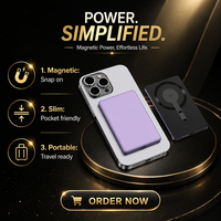 Batterie externe magnétique sans fil ultra-fine 5000mAh 10000mAh, chargeur rapide PD20W, mini batterie externe portable avec aimant puissant