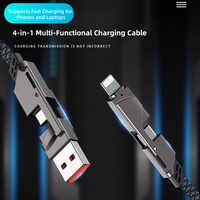Kabel Pengisian Cepat 4-in-1 1m USB-C Dual-Ended PD 100W dengan Lampu LED, Jalinan Nilon Anti-Putus untuk Ponsel & Laptop