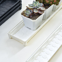 Plateau de drainage rectangulaire en plastique fin pour plantes succulentes avec bouchon de vidange, blanc/noir, pour rebord de fenêtre et balcon étroit