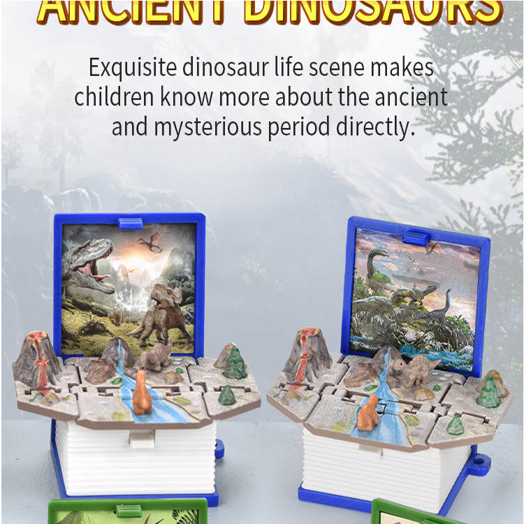 Promotion Gift 3D Folding Pop Up Book Novelty Plastic  Keychain  Mini Dinosaur Toy For Kids