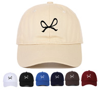 Casquette de baseball brodée avec nœud en sergé de coton, style Dad Hat, 6 panneaux, visière incurvée, unisexe, réglable, vente en gros