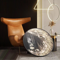 Miroir mural rond en métal brossé noir mat avec cadre doré pour salle de bain, bureau, décoration intérieure, cadre photo en aluminium