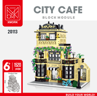 Ensemble de blocs de construction XMORK City Cafe Street View avec éclairage LED, café