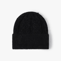 Bonnet en laine douce tricoté, chaud et à revers, style classique torsadé, pour femmes et hommes, gris confortable, OEM/ODM