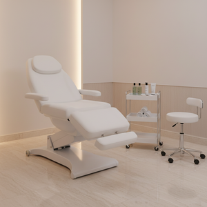 Camilla de Masaje y Tratamiento Ajustable con 3 Motores Eléctricos Cream Med Beauty Spa Salon Cosmetic, Cama para Pestañas, Silla Facial para Podología - Product Image 1