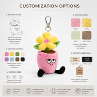 Boneka Karakter Bunga Pot Lucu Kustom, Boneka Maskot Botani Lembut untuk Dekorasi Koleksi, MOQ Rendah, OEM ODM