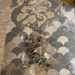 Azulejo de mosaico de mármol pulido en forma de abanico de gran escala <span class=keywords><strong>Emperador</strong></span> oscuro - Product Image 1