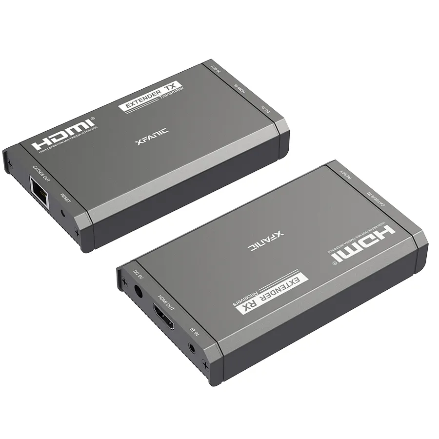 Rx Tx 120m USB HDMI Extender כדי Rj45 IR מעל Ethernet TCP IP Extender באמצעות Cat5e/6 HDMI extender 4k