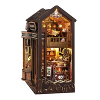 Kit DIY de maison miniature vintage pour librairie, maison miniature avec éclairage LED, décoration de porte-livres, vente en gros