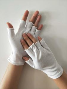 Venta SUPERIOR Medio dedo guantes de mano de algodón blanco sin dedos Marching Bordado muñeca larga Bordado Masones Guantes masónicos - Product Image 5