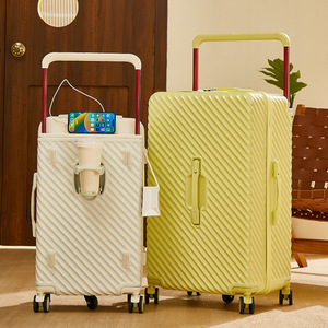 Wholesale ABS/PC Wide Trolley Carry-On <b>Suitcase</b> Business Travel Luggage with Cup Holder and USB Charging Port - Product Image 2