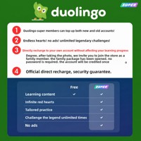 Abonnement annuel à Duolingo Super Family avec votre compte