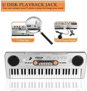 <span class=keywords><strong>Piano</strong></span> Electrónico de 49 Teclas, Teclado de Plástico ABS, Juguete Educativo para Niñas con 12 Escalas y Funciones de Aprendizaje de Armónica - Product Image 5