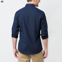 Chemises Oxford formelles pour hommes à col boutonné, design simple, poches, logo personnalisé, manches longues, uniforme de restaurant, bar, tissées