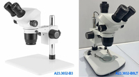 Professional Trinocular Manual Focus Switching Continuous Zoom LED Light Industrial Microscope Biological Specimen 500X