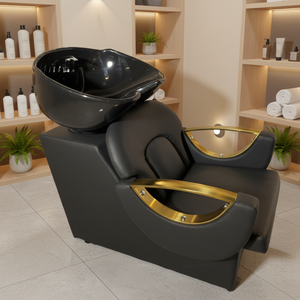 Juego de Muebles de Salón de Belleza Negros de Alta Calidad, Lavabo para Peluquería, Equipo de Peluquería, Silla de Estilismo, Lavacabezas - Product Image 4