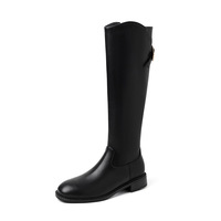 Bottes d'équitation d'hiver montantes à bout rond avec fermeture éclair et boucle