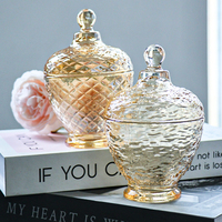 Pot de conservation en verre ambré vintage avec couvercle, sucrier moderne de luxe, pot à bonbons en verre personnalisé, récipient de stockage alimentaire pour la cuisine