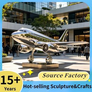 Luxury Custom Stainless Steel Sculpture <b>Outdoor</b> <b>Garden</b> Hand-Polished Flat Metal Statue <b>Mirror</b> Aircraft Statue Craft Factory Made - Product Image 2