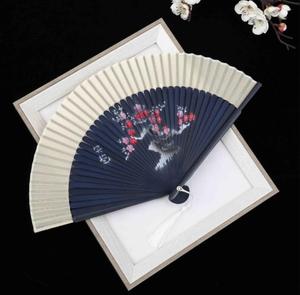 Abanico de mano de seda chino para mujeres y niñas, estilo japonés impreso de bambú, estilo de flor Popular, abanicos de mano plegables encantadores, recuerdo de fiesta - Product Image 6