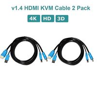 Câble KVM USB MT-VIKI (lot de 2) - 1,8 m, Cordon double HDMI USB A/B 4K pour commutateur KVM standard