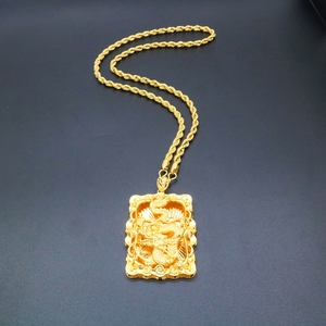 생생한 동물 용 디자인 24k 금도금 보스 펜던트 목걸이 로프 체인 남성용 주얼리 선물 - Product Image 6