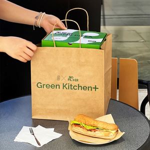 Custom Food Takeout Packaging Kraft Paper <b>Bag</b> Restaurant Fast Food Takeout Brown Kraft Paper <b>Bags</b> with Handle - Product Image 3