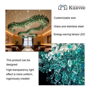 Lustre décoratif en verre cristal sur mesure pour hall d'hôtel, villa, escalier, plafonds luxueux et grands espaces - Product Image 6