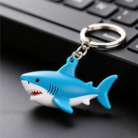 Porte-clés personnalisé avec logo d'usine, pendentif animal, breloque de sac, porte-clés Kawaii, porte-clés requin 3D en PVC
