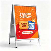 Support d'affichage vertical pliable en aluminium argenté de 25 mm pour affiches 18x24'' pour intérieur et extérieur