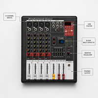 Console de mixage audio professionnelle en métal 4 canaux AOFO MX-403 avec 16 effets DSP et interface USB