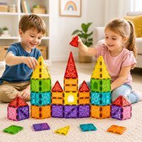 EPT 100 pièces de tuiles magnétiques à surface diamantée, ensemble de blocs de construction en verre coloré 3D, tuiles magnétiques de 7,5 cm, jouet STEM pour enfants de 3 ans et plus