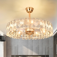 Ventilateurs de plafond LED modernes en fer de 18/23,6 pouces avec télécommande, lampe lustre pour la maison, salle à manger, chambre à coucher