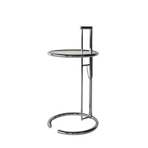 Modern Chrome Stand Base <b>Glass</b> Round <b>Side</b> <b>Table</b> - Product Image 1