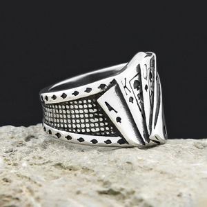 yunnique Playing Card Straight Flush <b>Ring</b> <b>Titanium</b> Steel Men's <b>Ring</b> Retro Trendy Lucky Jewelry Gift - Product Image 4