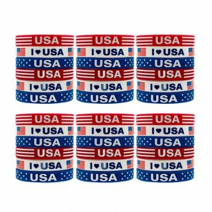 Bracelet en silicone États-Unis, drapeau américain rouge bleu blanc, bracelet en caoutchouc silicone, bracelet de poignet - Product Image 2