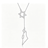 Collier en acier inoxydable plaqué or 18 carats avec pendentif carte d'Israël, d'Afrique, du Texas, étoile de David, carte de l'état, bijoux pour femmes, fabrication en usine