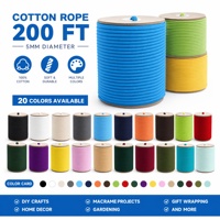 Cordon en coton tressé naturel 5 mm, 200 pieds, 3/16 po, pour macramé, corde à linge, mât de drapeau de camping, artisanat DIY, tressage diamant, usage polyvalent