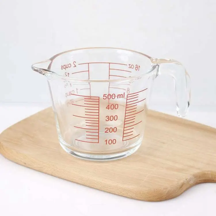 Taza medidora de vidrio de borosilicato, jarra medidora con mango, 500ml, venta al por mayor