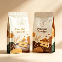 Sachet personnalisé imprimé pour farine à gâteau, fond plat, emballage pour poudre à crêpes, scellable à chaud, avec fermeture éclair, pochette en plastique pour mélange de farine
