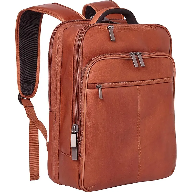 Adult Leather School Book Bags Slim Trendy Backpack for Men 16" Laptop Computer & Tablet Travel, Business, Work