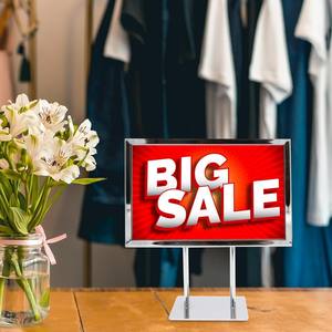 Juego <span class=keywords><strong>de</strong></span> 6 soportes para letreros cromados, aptos para letreros <span class=keywords><strong>de</strong></span> 7 x 11 pulgadas, <span class=keywords><strong>de</strong></span> metal, con doble base, para mostrador o mesa. - Product Image 3