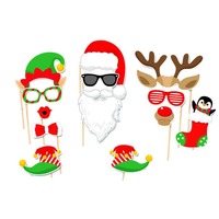 Lot de 32 accessoires photo de Noël en acier inoxydable, accessoires de prise de vue portatifs incluant la barbe du Père Noël et des masques amusants, provenant de Chine