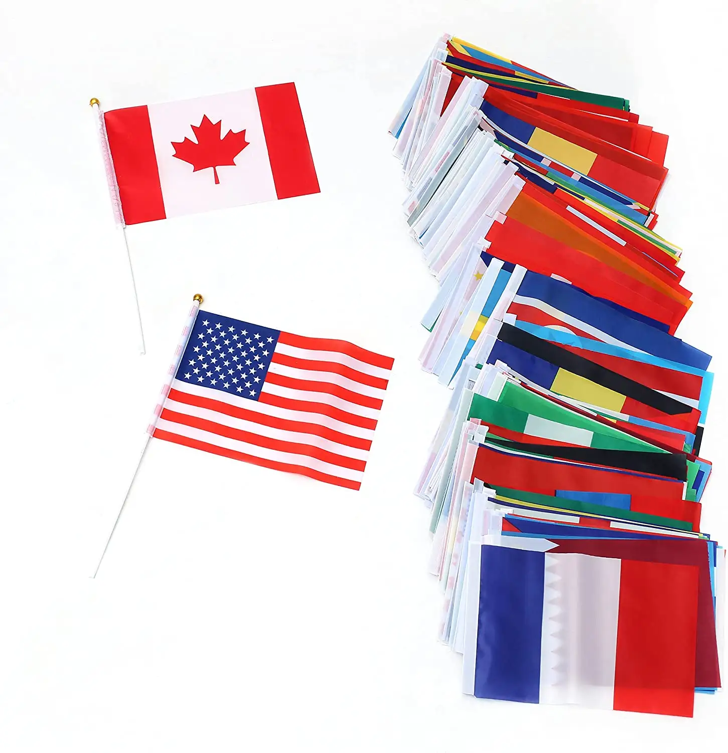 50 Countries International World Stick Flag,Hand Held Small Mini National Pennant Flags Banners On Stick
