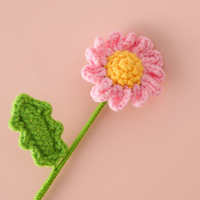 Bouquet de marguerites en crochet, fleurs artificielles finies, décoration d'intérieur, cadeau pour mariage ou fête, fournitures artisanales
