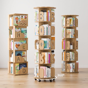Estantería giratoria <span class=keywords><strong>de</strong></span> <span class=keywords><strong>madera</strong></span> Estantería móvil <span class=keywords><strong>de</strong></span> 360 grados Estantería <span class=keywords><strong>de</strong></span> <span class=keywords><strong>pared</strong></span> con rueda - Product Image 5