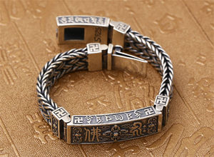 Bijoux en argent Sterling 925 bouddha pour hommes, nouveau bracelet thaïlandais rétro, Vajra tissé à la main, accessoire avec six mots - Product Image 3